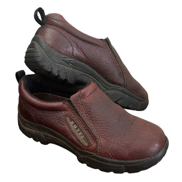 Roper Women’s Brown Leather Performance Sport Slip On Shoes Sz 5 Western Ranch - Picture 1 of 9